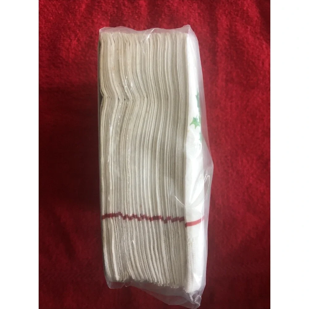 Vintage CA Reed Napkins 48 Count Christmas Poinsettia New Old Stock Made USA